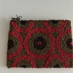 Beaded Red and Gold Circle Pattern Coin purse